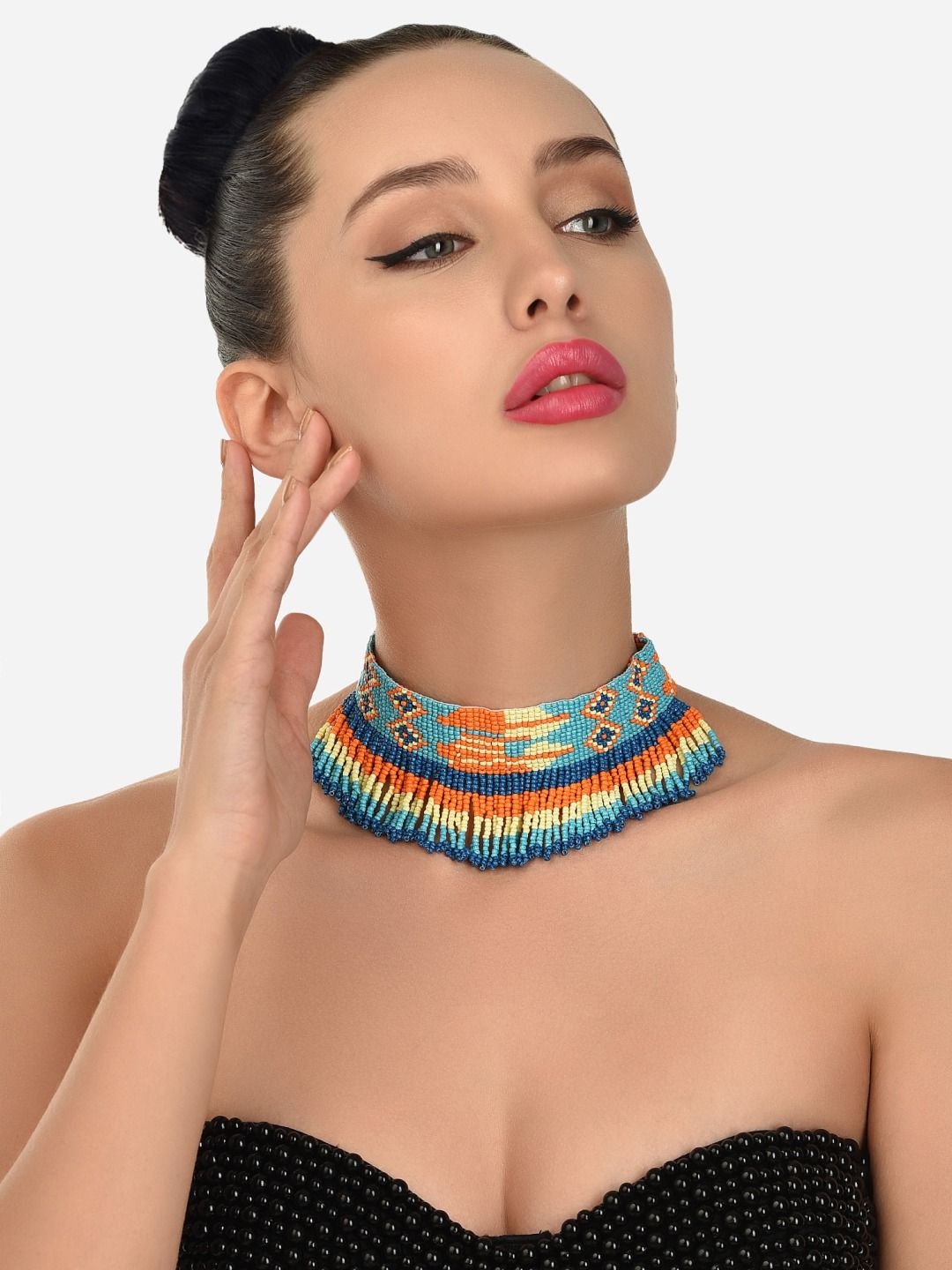 AMI Blue & Orange Choker Necklace Price in India