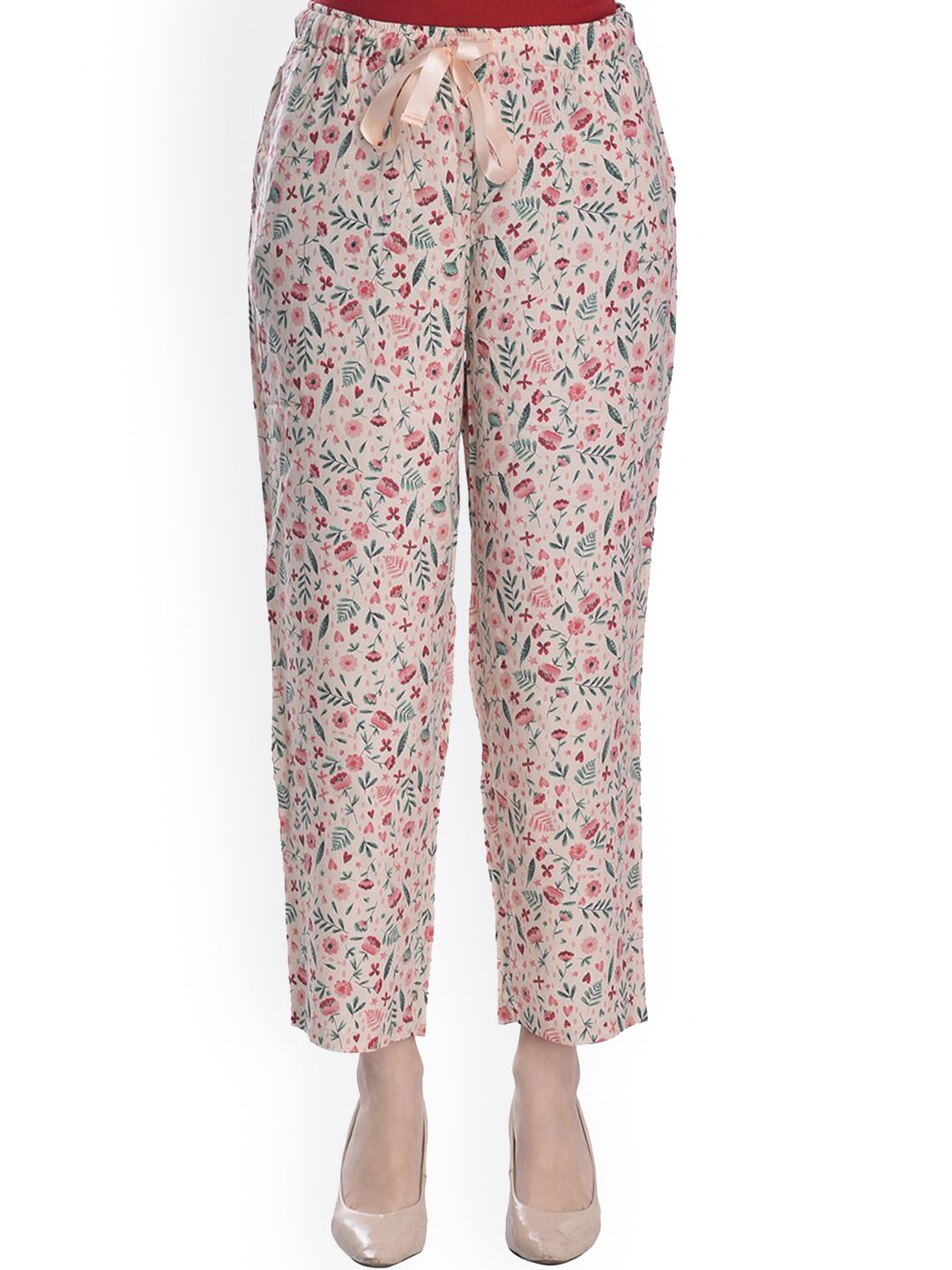 Style SHOES Women Pink Floral Printed Lounge Pants Price in India