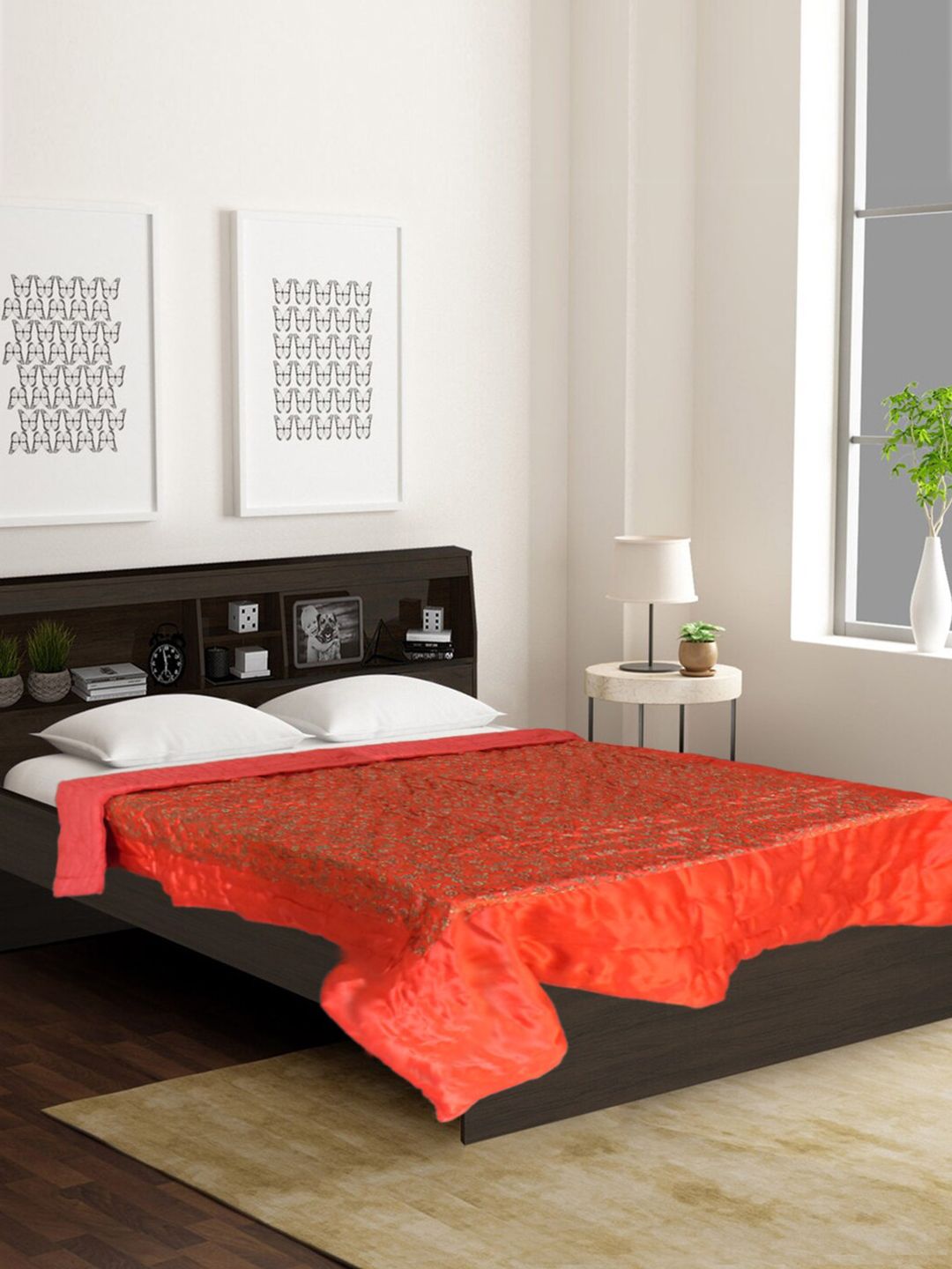 Kuber Industries Red Floral Mild Winter 300 GSM Single Bed Blanket Price in India