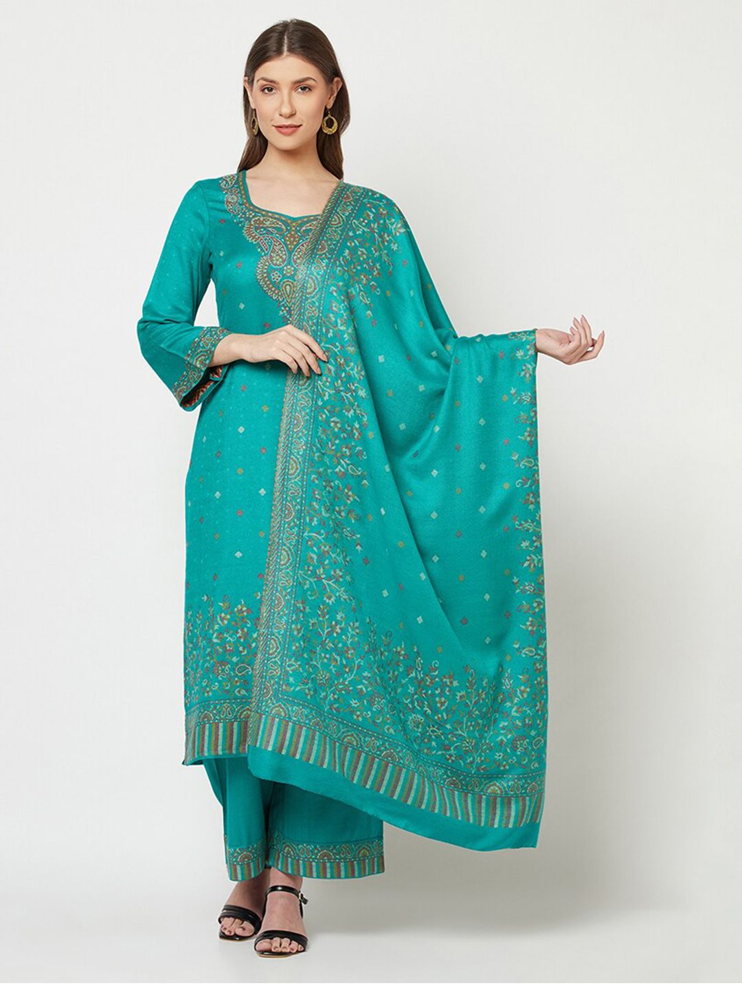 Safaa Green & Pink Viscose Rayon Unstitched Dress Material Price in India