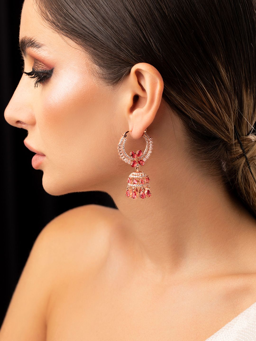 Rubans Rose Gold Dome Shaped Jhumkas Earrings Price in India
