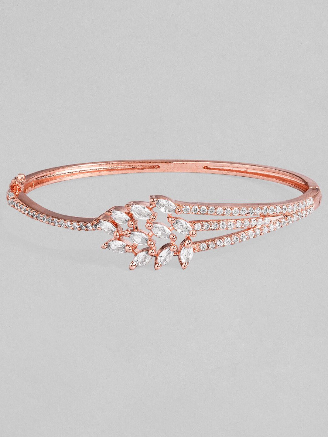 Rubans Women Rose Gold & White Cubic Zirconia Rose Gold-Plated Bangle-Style Bracelet Price in India