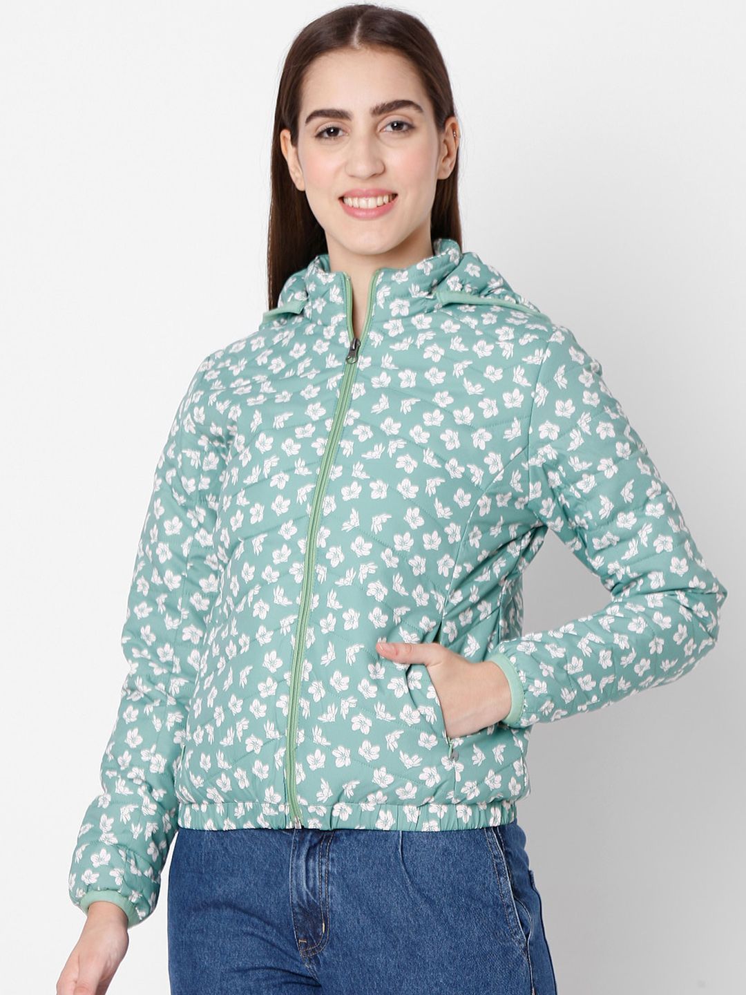 SPYKAR Women Green Floral Tailored Jacket Price in India
