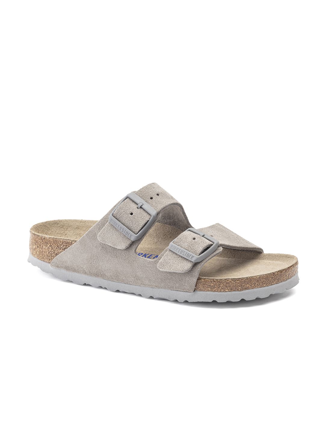 Birkenstock Unisex Grey & Brown Solid Big Buckle Sliders Price in India