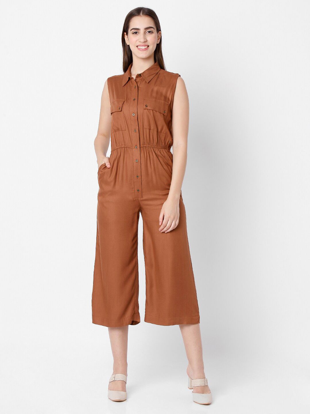 SPYKAR Brown Culotte Jumpsuit Price in India