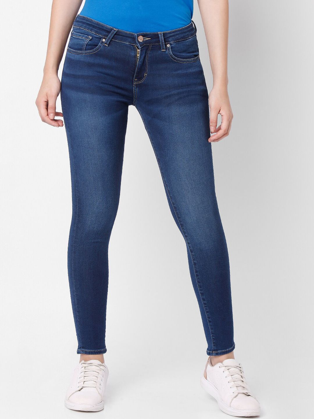 SPYKAR Women Blue High-Rise Light Fade Stretchable Jeans Price in India