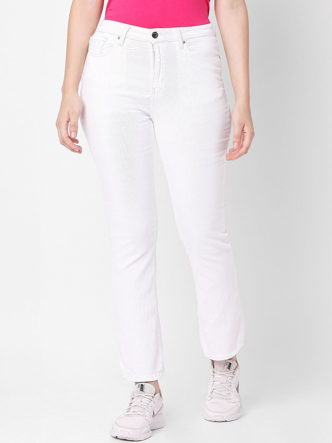 SPYKAR Women White Wide Leg High-Rise Stretchable Jeans Price in India