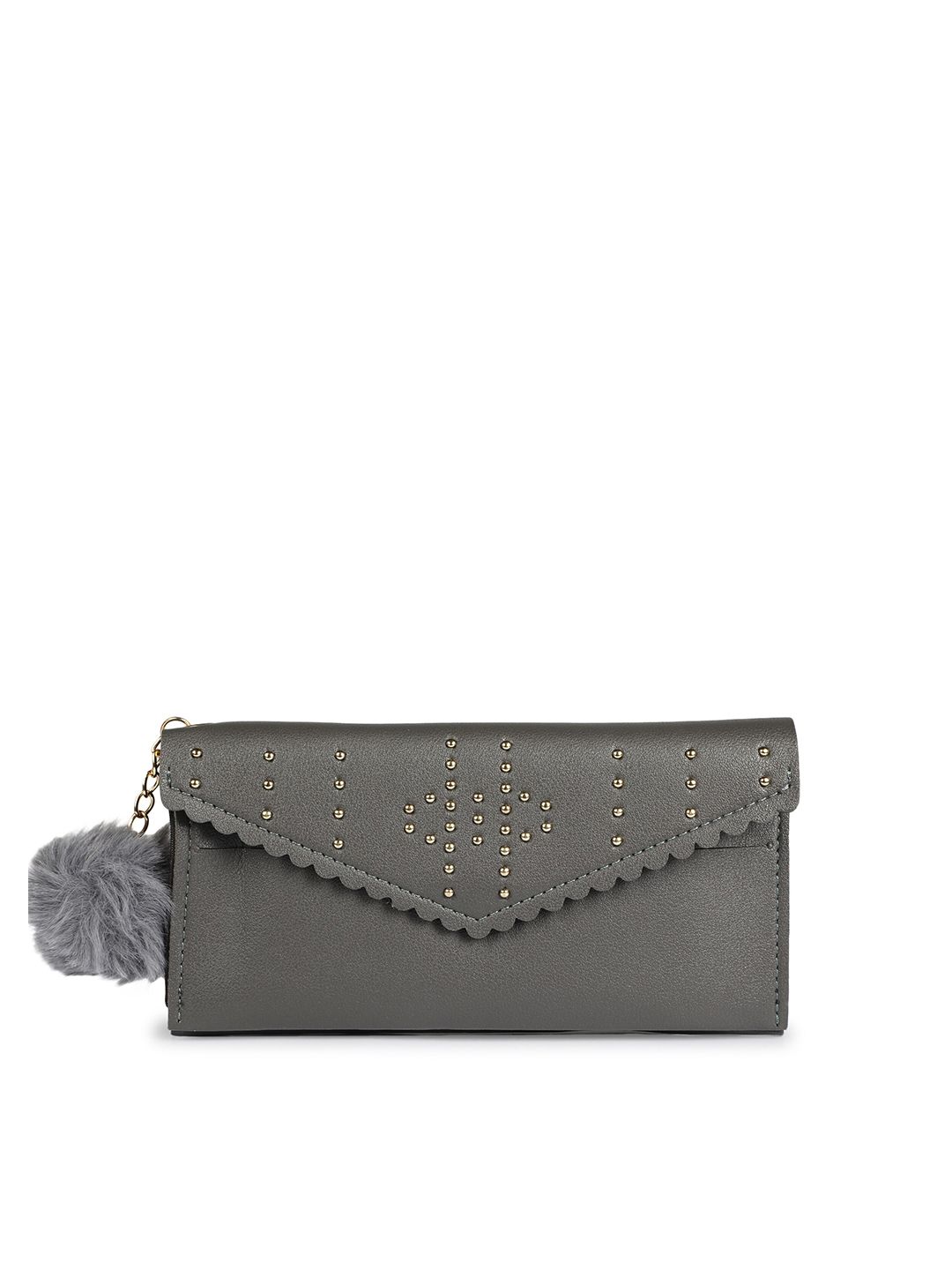 ZEVORA Women Grey Embellished Envelop Wallet Price in India