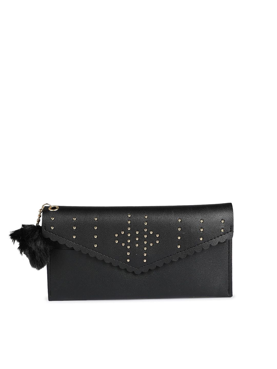 ZEVORA Women Black Embellished Two Fold Wallet Price in India