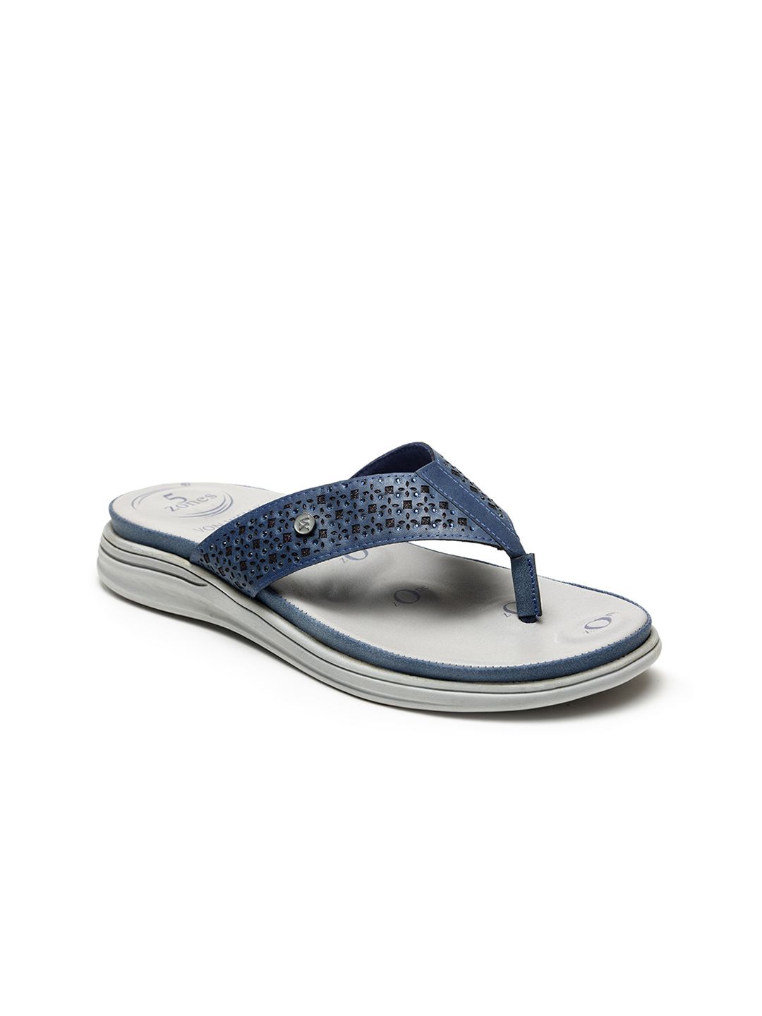 VON WELLX GERMANY Women Blue & Grey Thong Flip-Flops Price in India