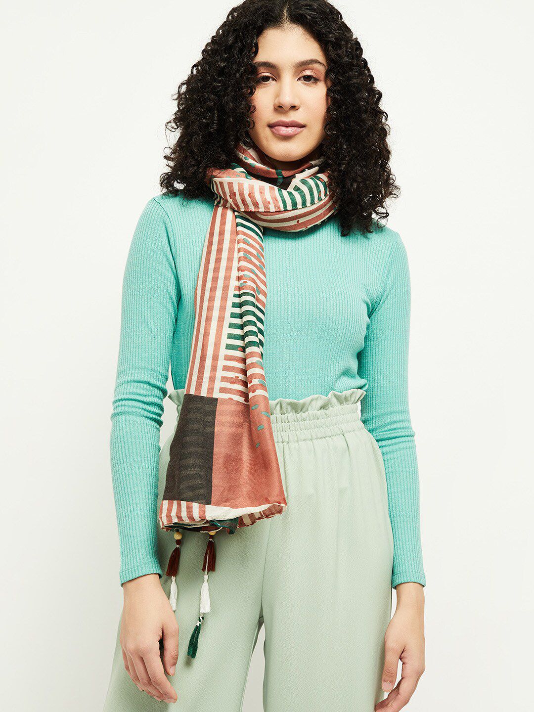 max Women Multi Color Striped Scarf Price in India