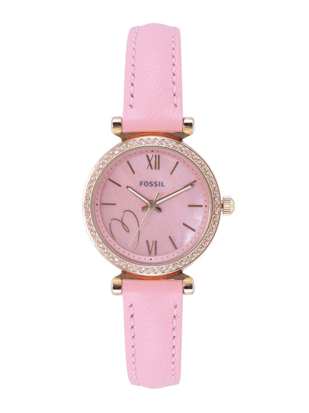 Fossil Women Pink Dial & Pink Leather Straps Analogue Watch- ES5177 Price in India