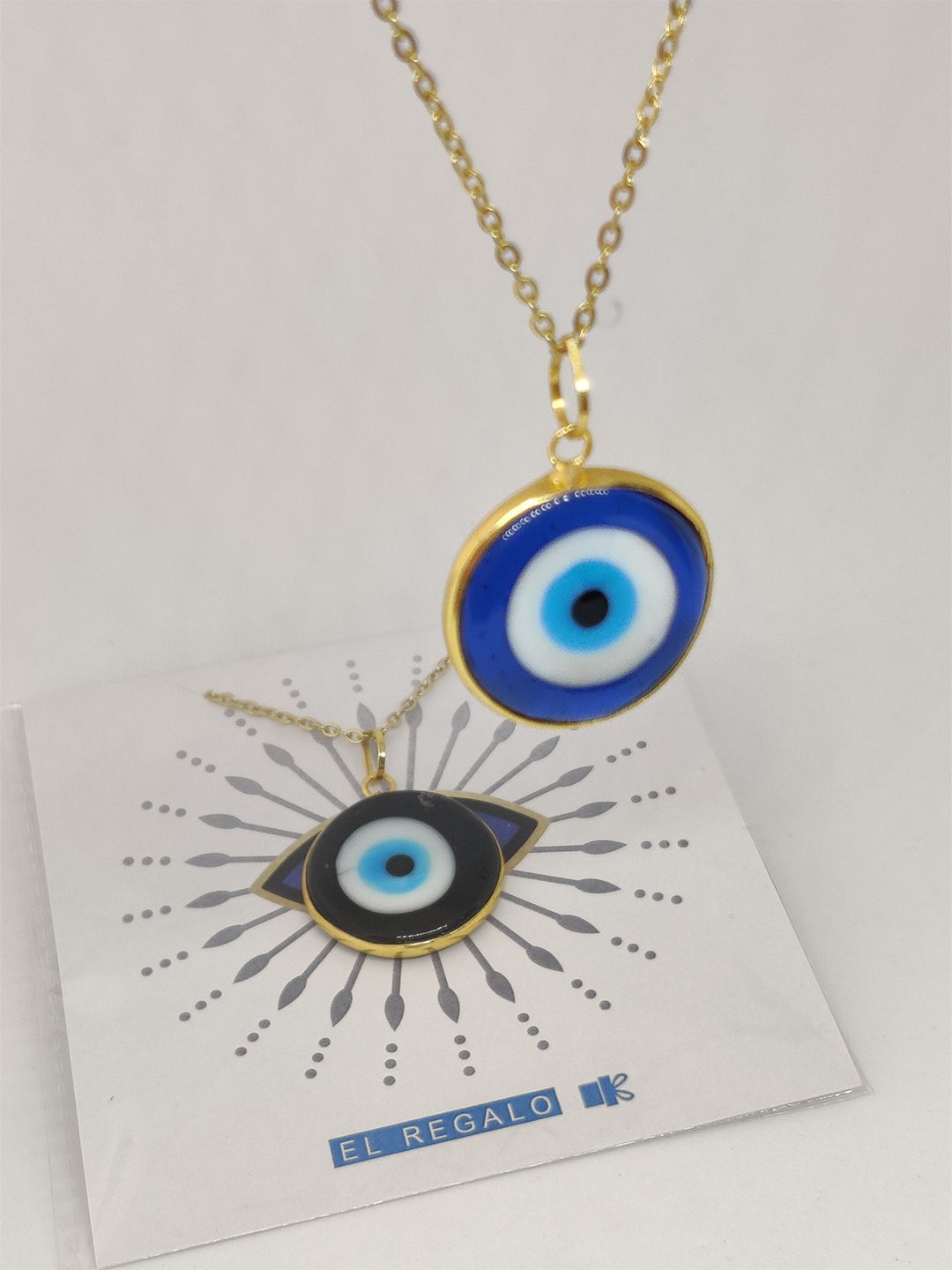 EL REGALO Blue & White Tribal Evil Eye Necklace Price in India