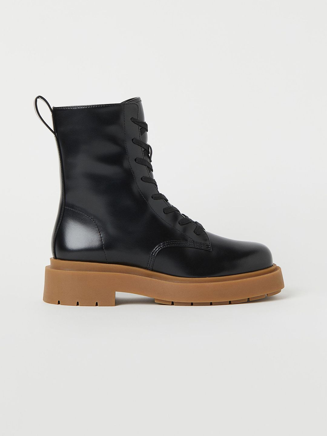 H&M Women Black Solid Mid Top Flat Boots Price in India