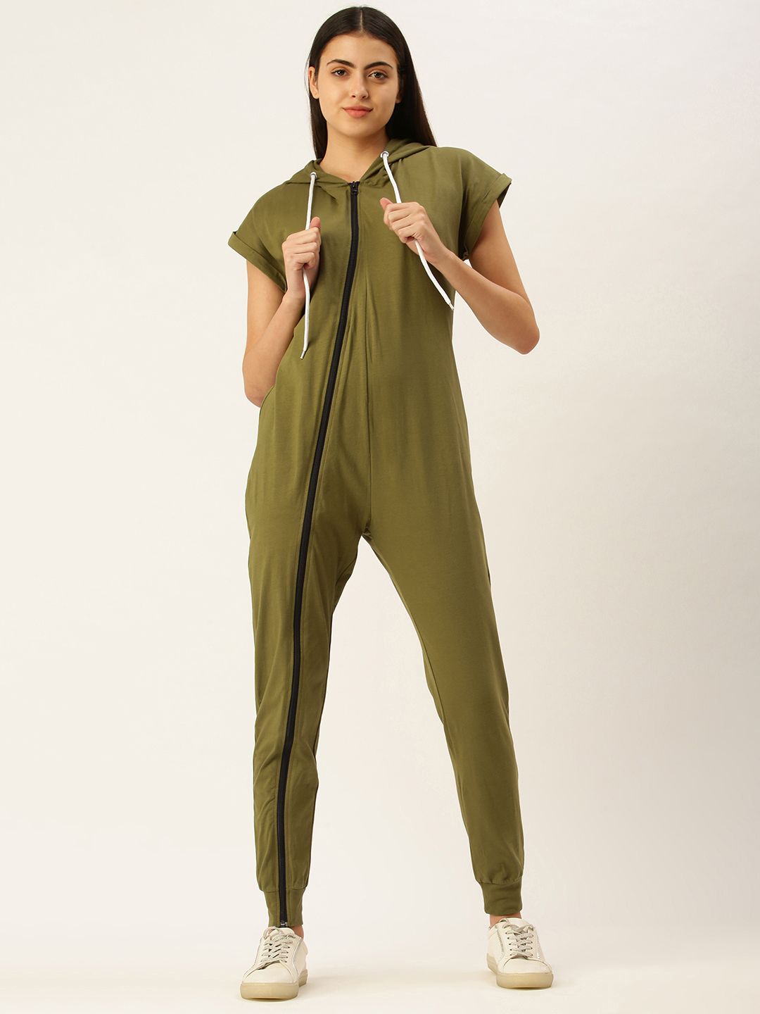 FOREVER 21 Women Olive Green Solid Jumpsuit Price in India