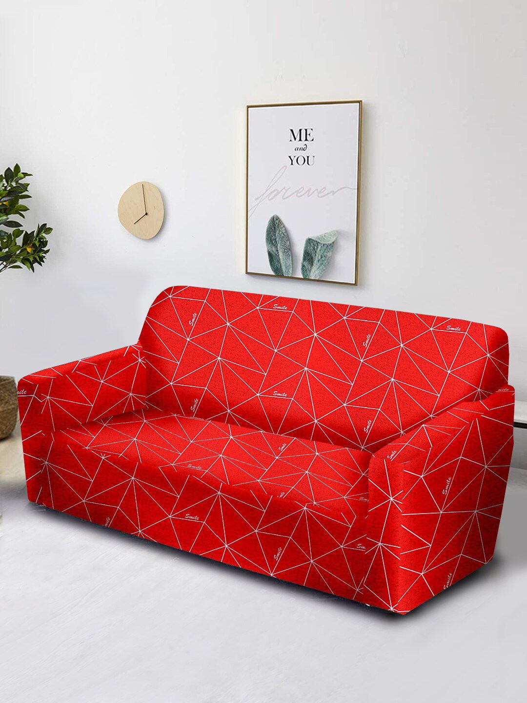 Cortina Red Printed 3 Seater Sofa Cover Price in India