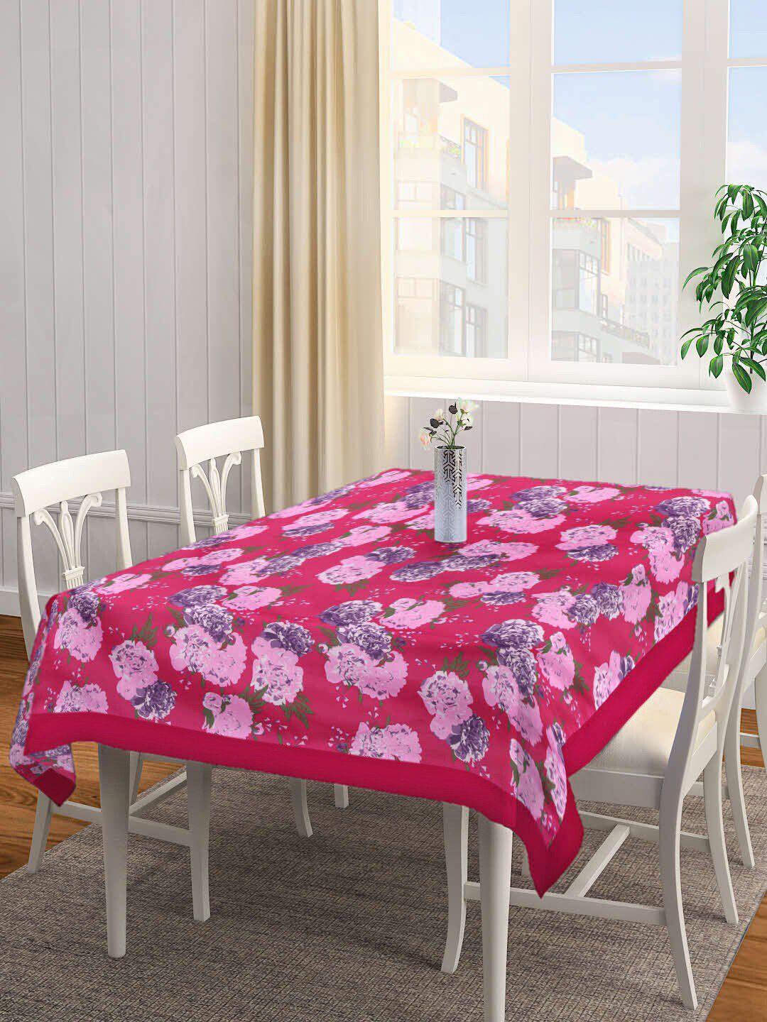 SHADES of LIFE Purple Floral Printed 6 Seater Table Cover Cloth Price in India
