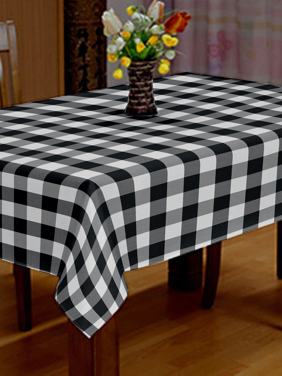 Lushomes Black Buffalo Checks Plaid Square Table Cover Cloth Price in India