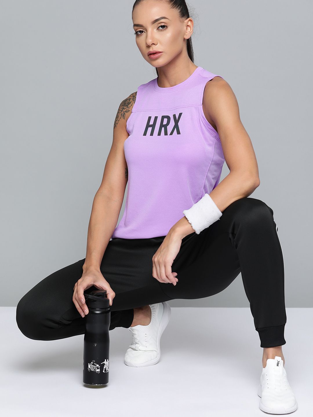 HRX By Hrithik Roshan Running Women Digital Lavender Rapid-Dry Brand Carrier Tshirts Price in India