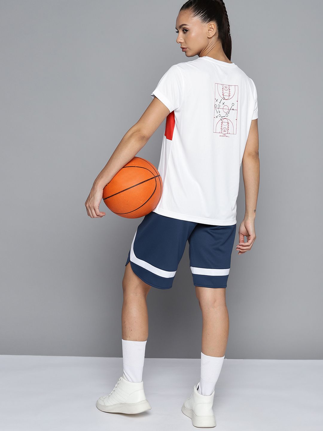 HRX By Hrithik Roshan Basketball Women Optic White Graphic Print Rapid-Dry T-shirts Price in India