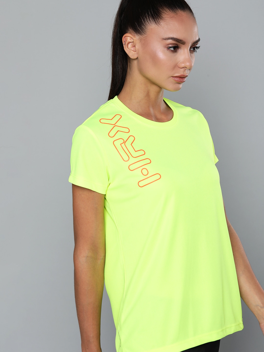 HRX By Hrithik Roshan Running Women Neon Lime Rapid-Dry Brand Carrier Tshirts Price in India