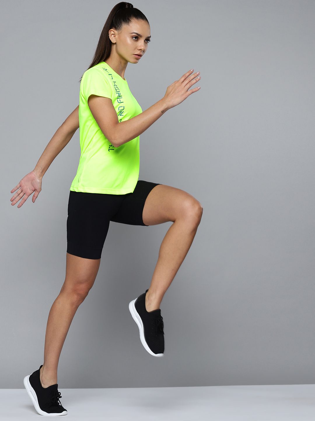 HRX By Hrithik Roshan Running Women Neon Lime Rapid-Dry Typography Tshirts Price in India
