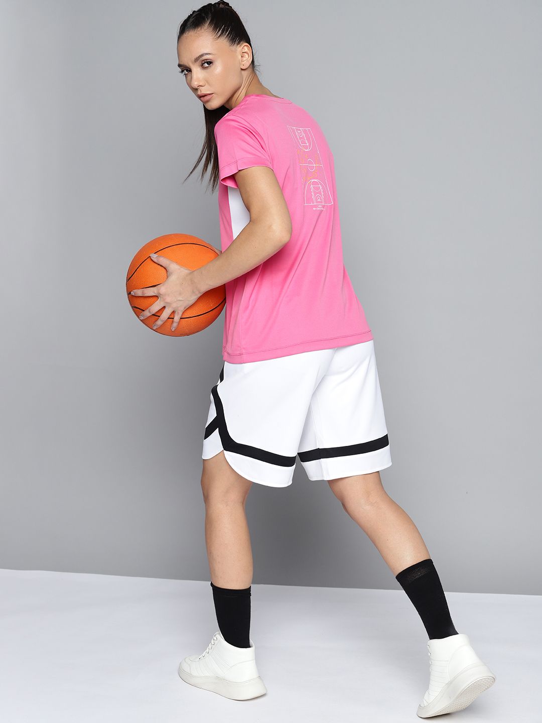 HRX By Hrithik Roshan Basketball Women Phiox Pink Rapid-Dry Typography Tshirts Price in India