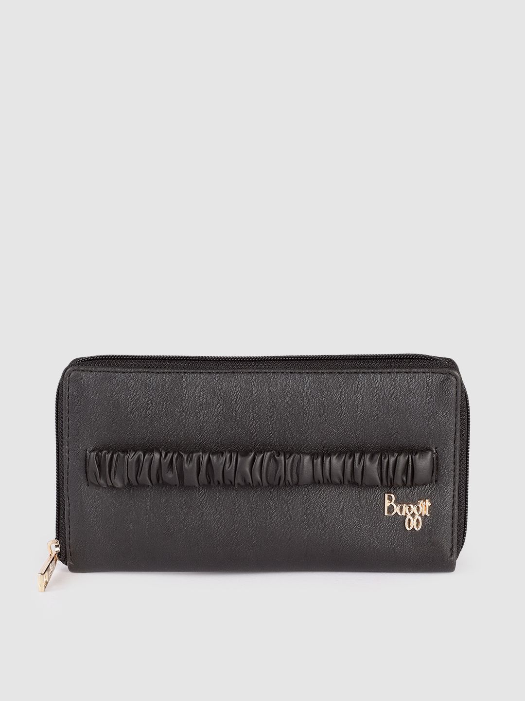 Baggit Women Black Solid Zip Around Wallet Price in India