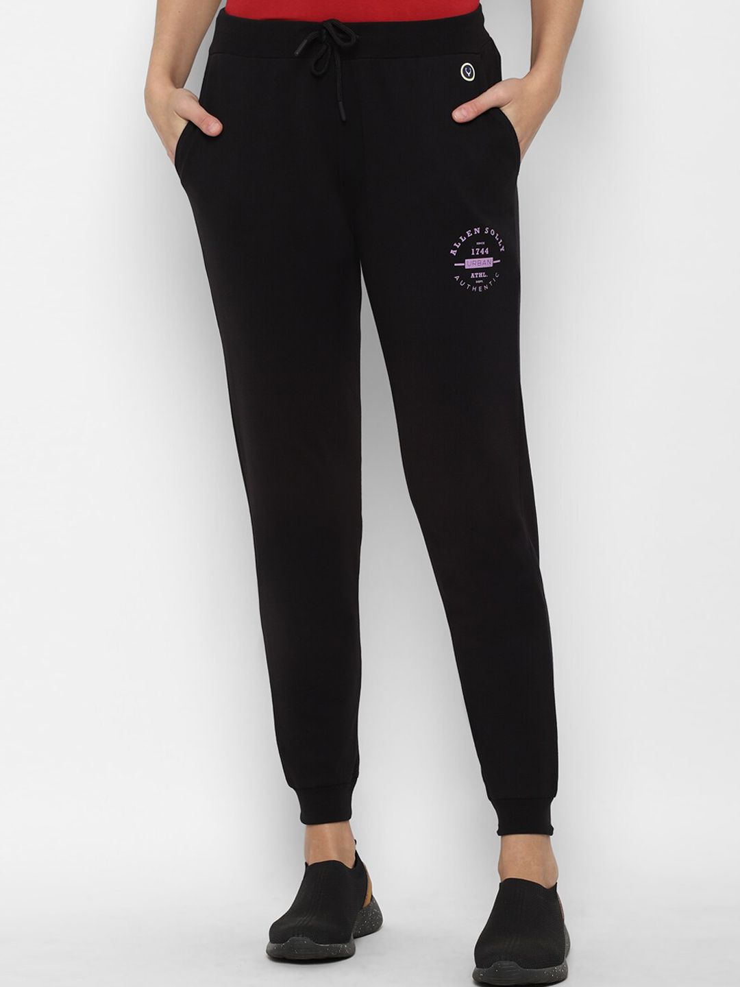 Allen Solly Woman Women Black Solid Cotton Joggers Price in India