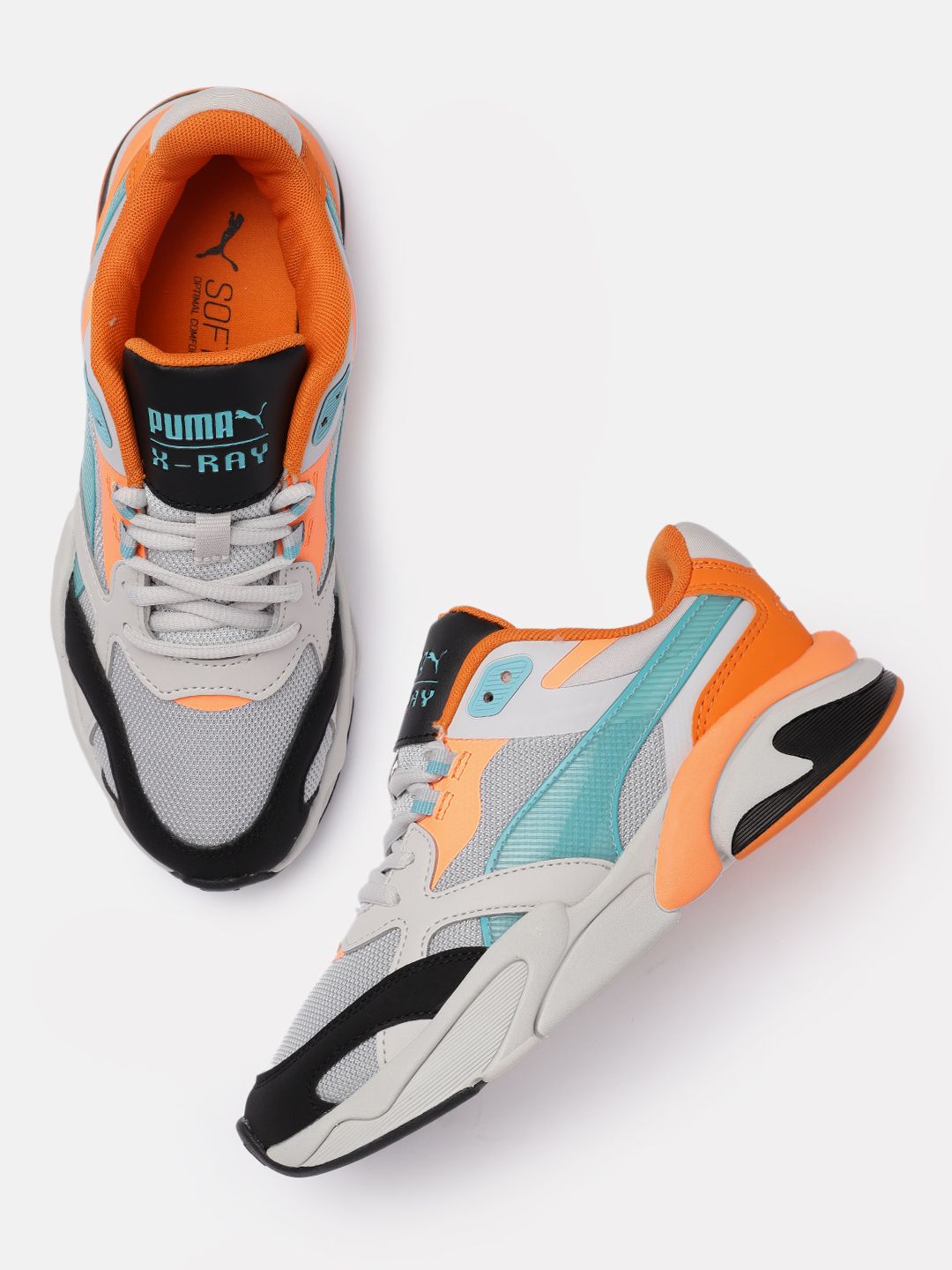 Puma Unisex Grey & Orange Colourblocked X-Ray Lite Millenium Regular Sneakers Price in India