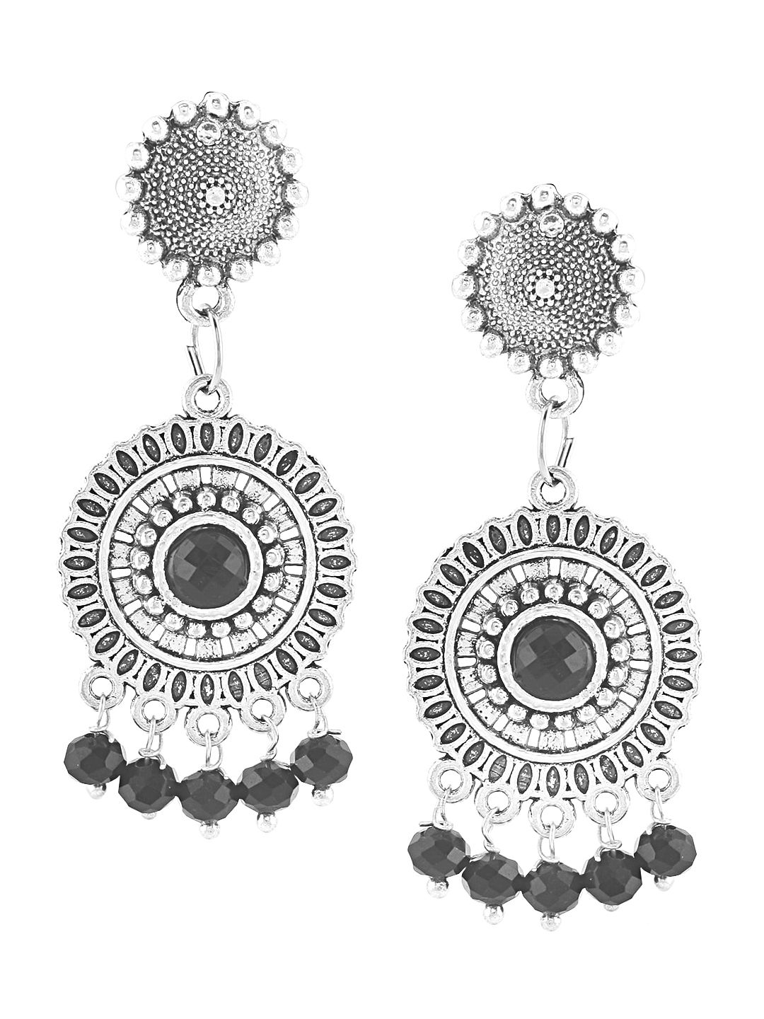 SATCHEL Silver-Toned Classic Drop Earrings Price in India
