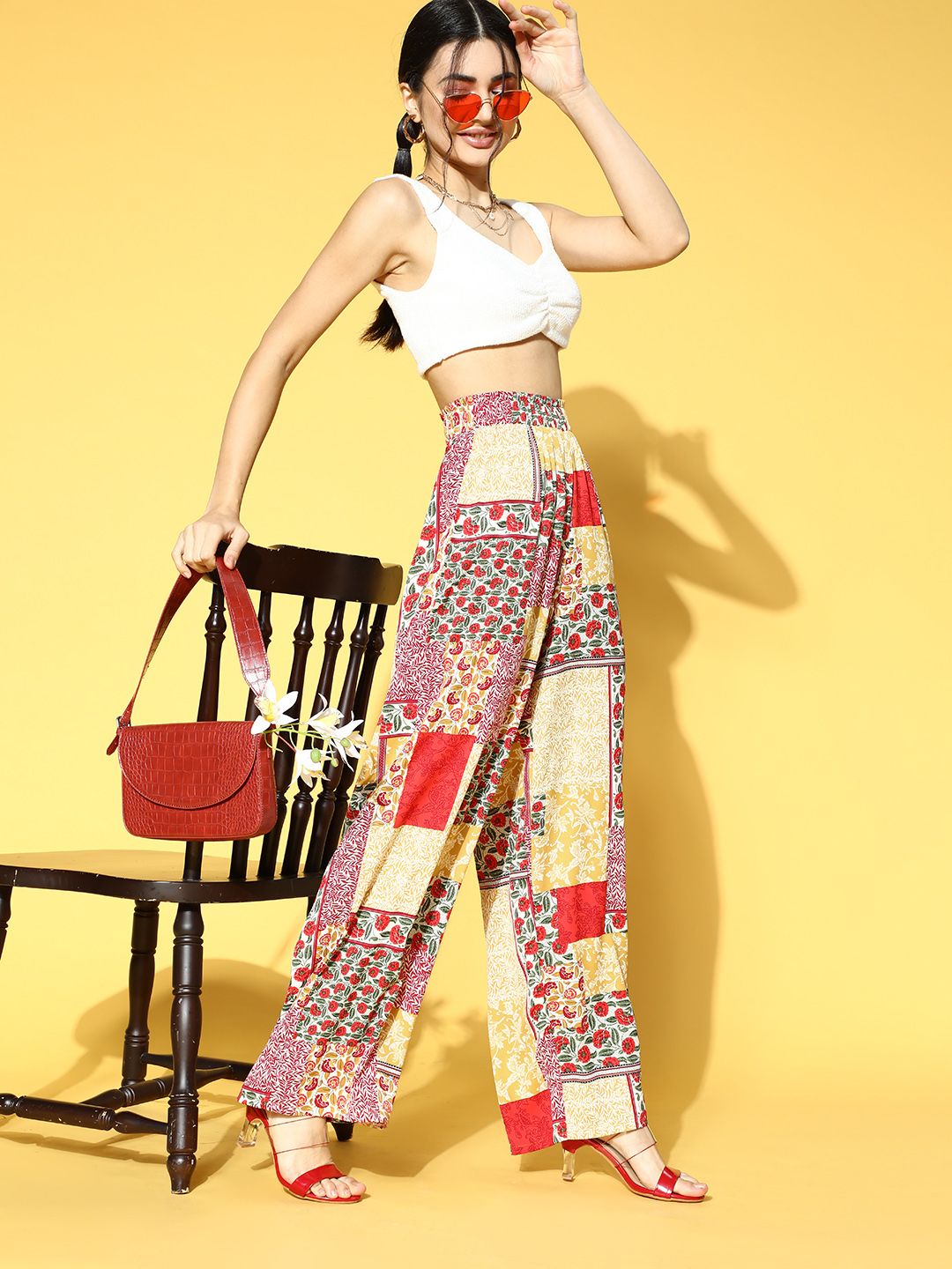 Berrylush Women Gorgeous Red Ethnic Motifs Indie Print Trousers Price in India