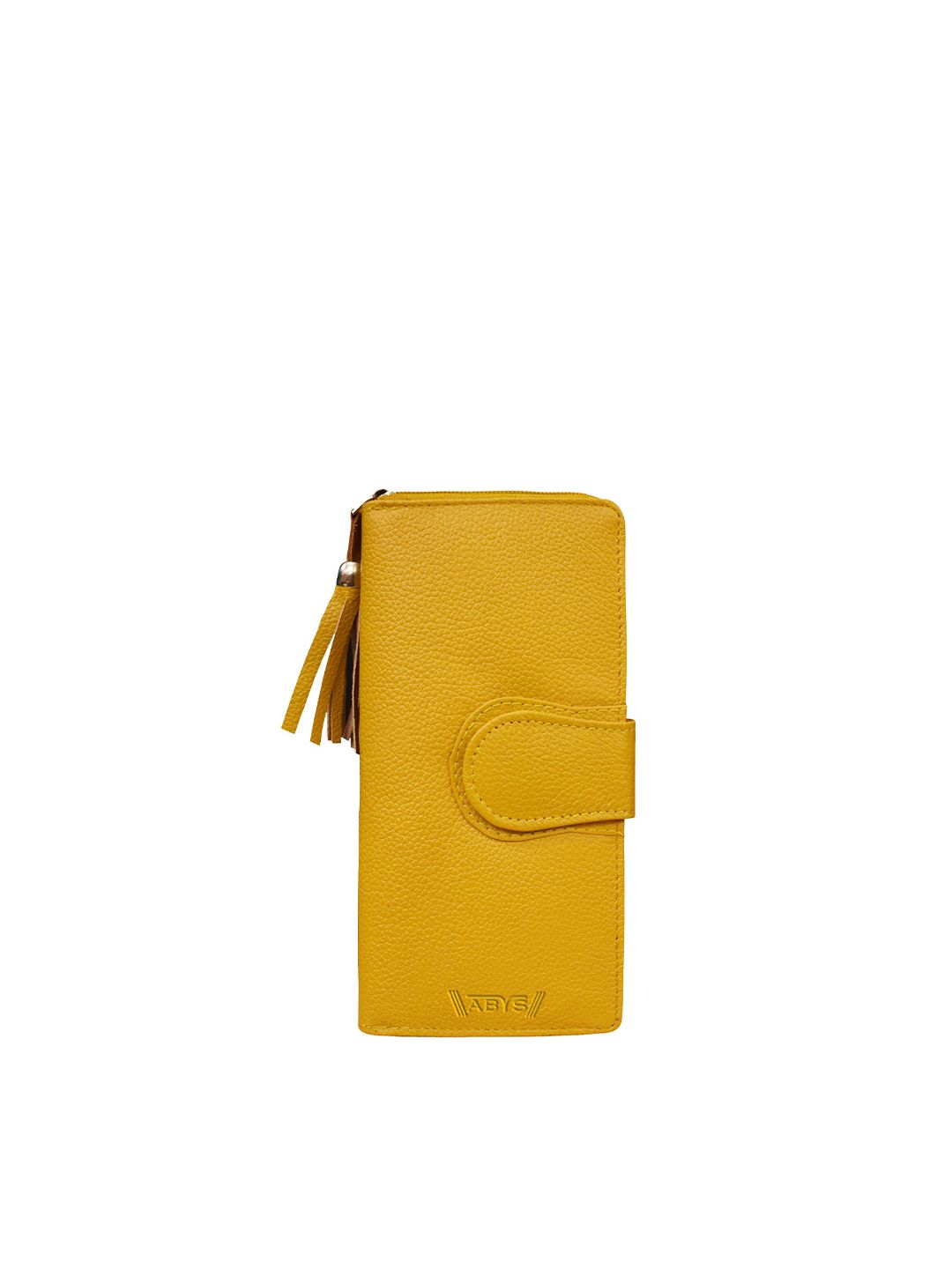 ABYS Women Yellow Leather Zip Around Wallet Price in India