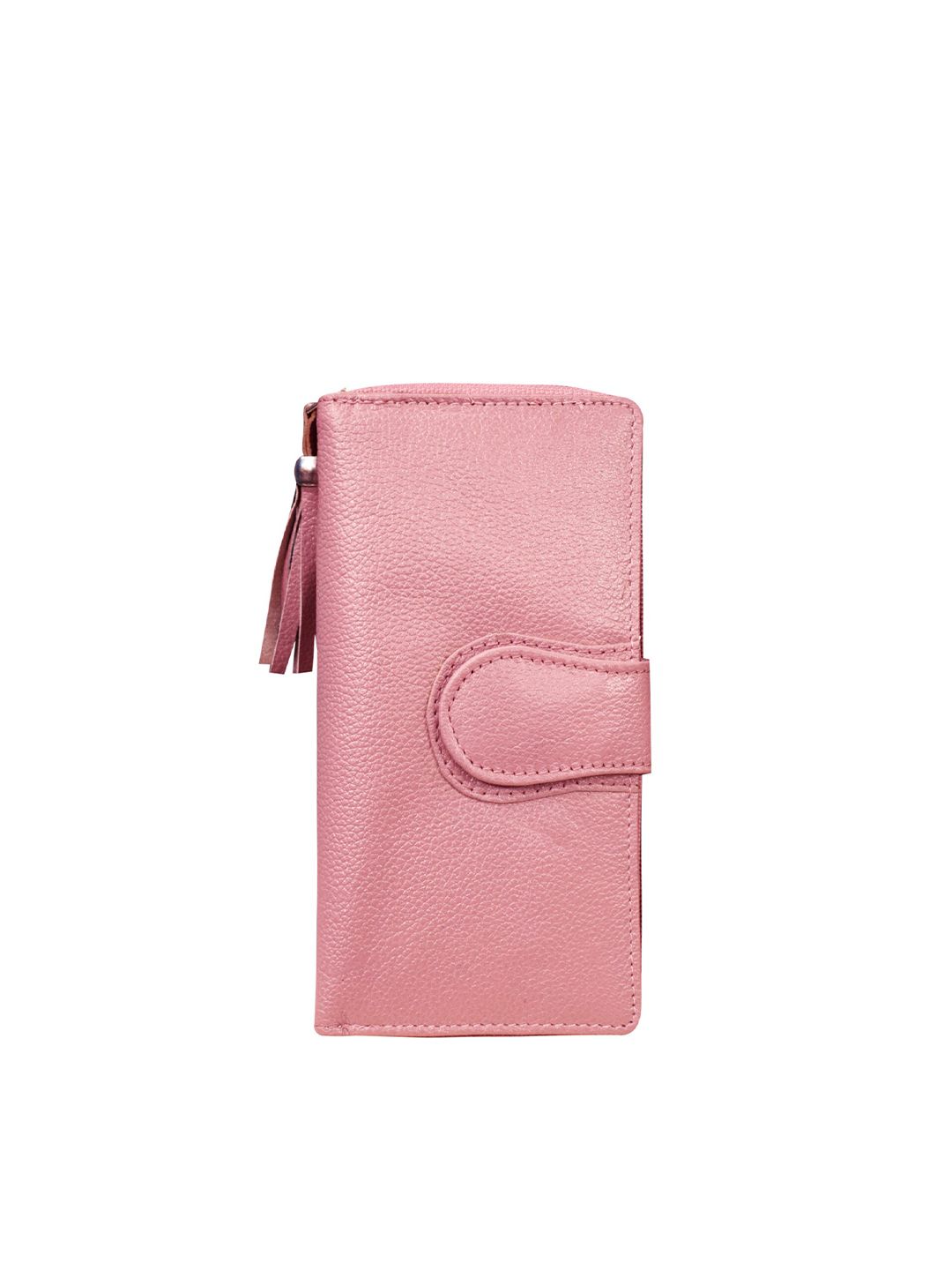 ABYS Women Pink Solid Leather Zip Around Wallet Price in India