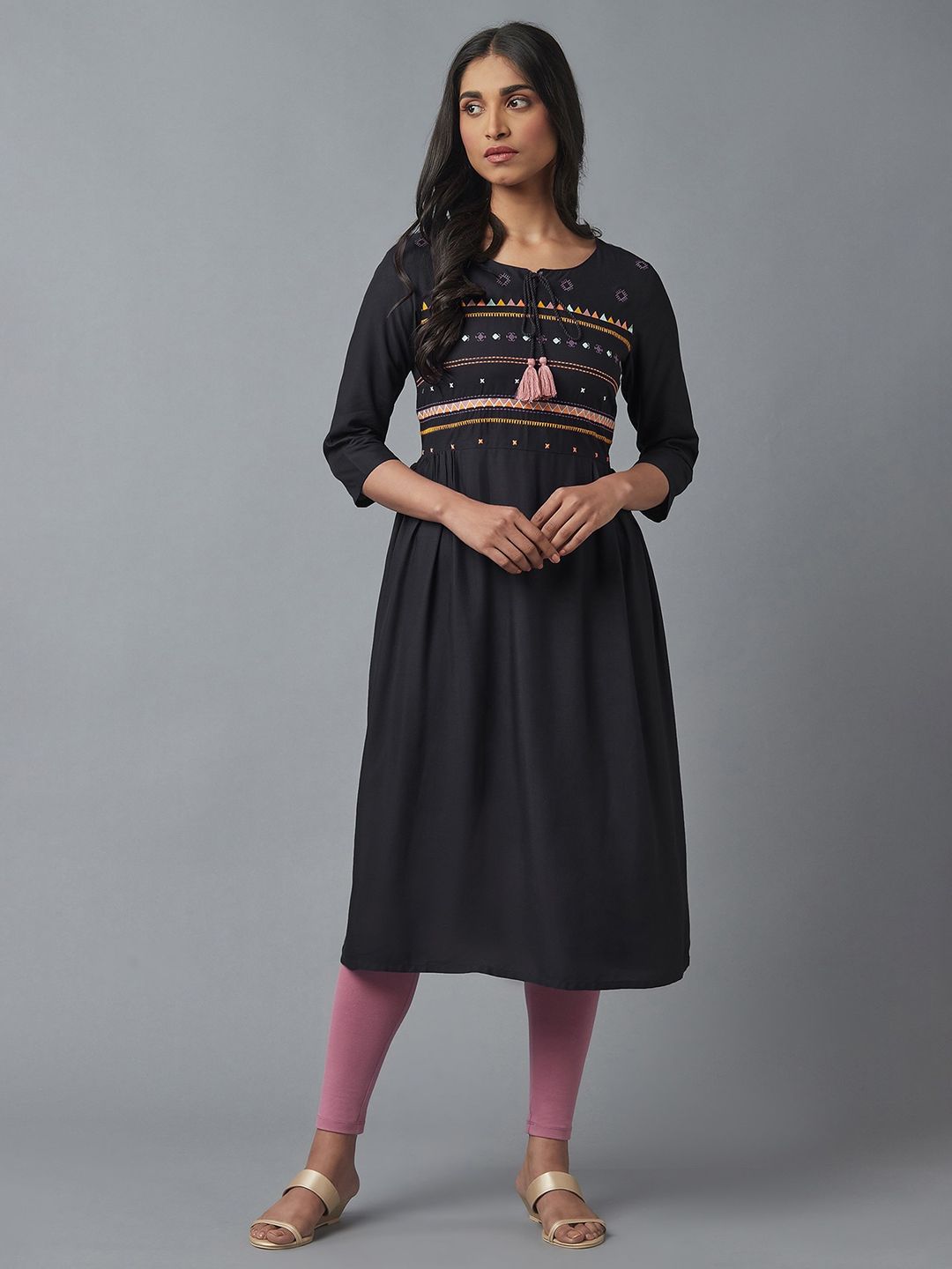 W Grey Empire Midi Dress Price in India