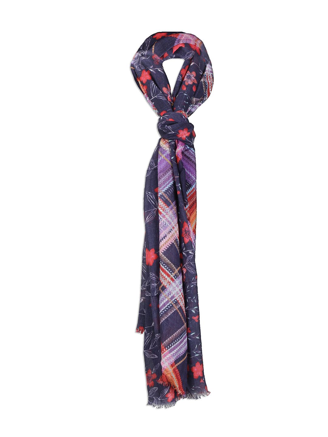 Cloth Haus India Women Navy Blue & Red Printed Scarf Price in India