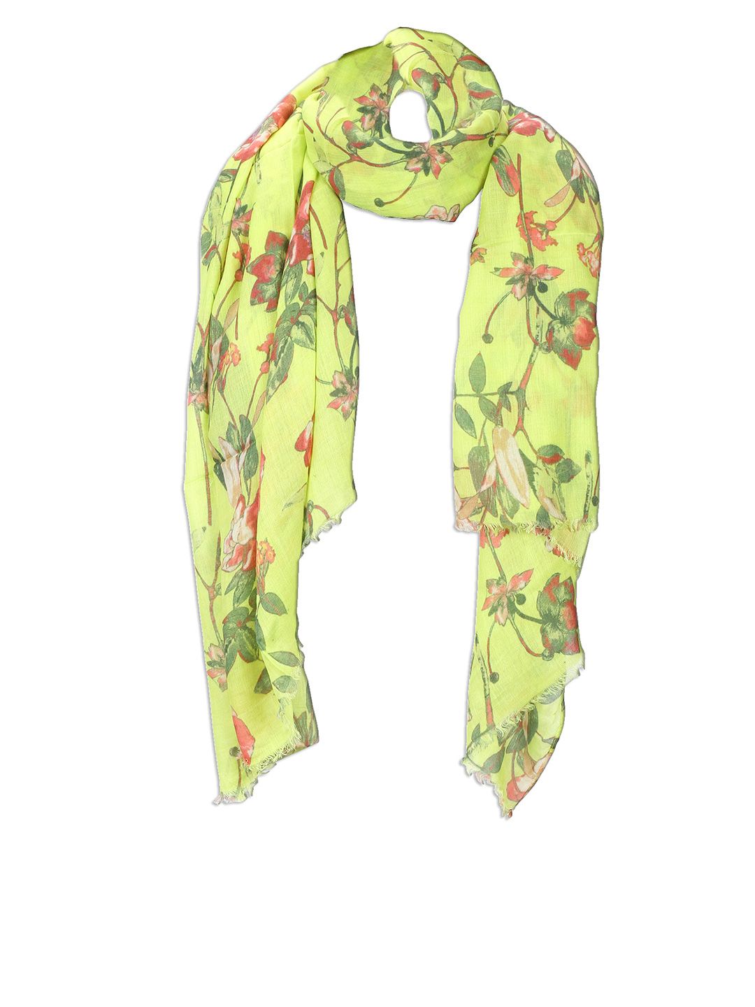 Cloth Haus India Women Yellow & Green Printed Scarf Price in India