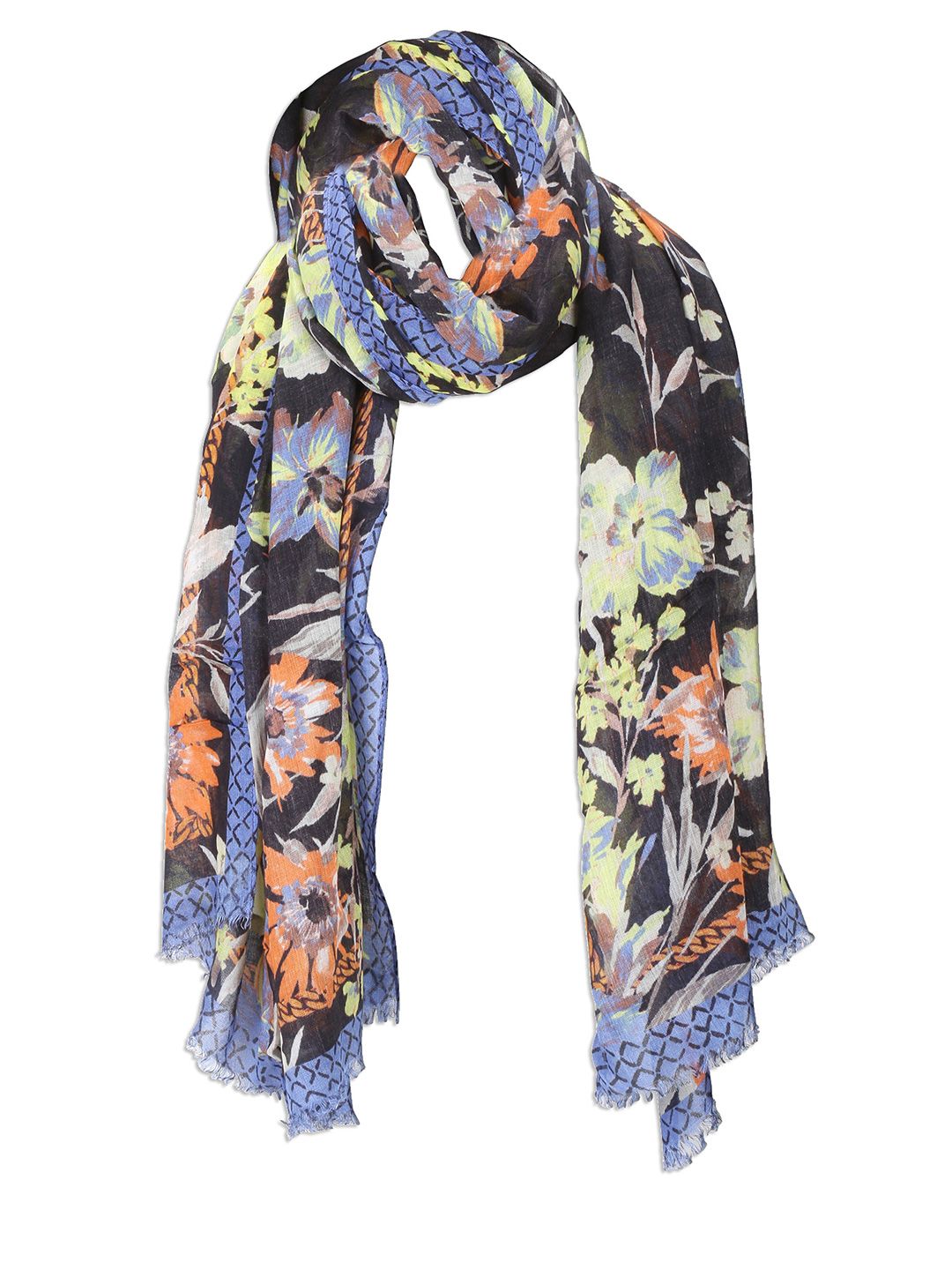 Cloth Haus India Women Black & Blue Printed Scarf Price in India