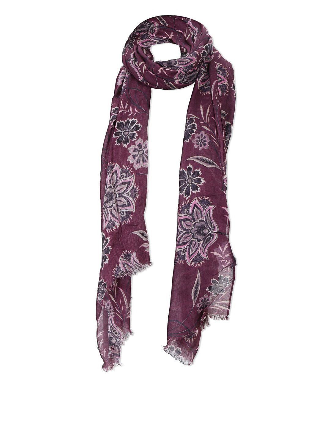 Cloth Haus India Women Purple & Black Printed Scarf Price in India