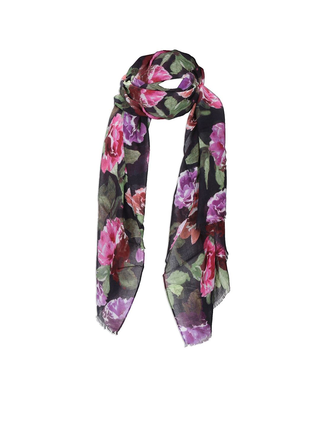 Cloth Haus India Women Black & Pink Printed Scarf Price in India