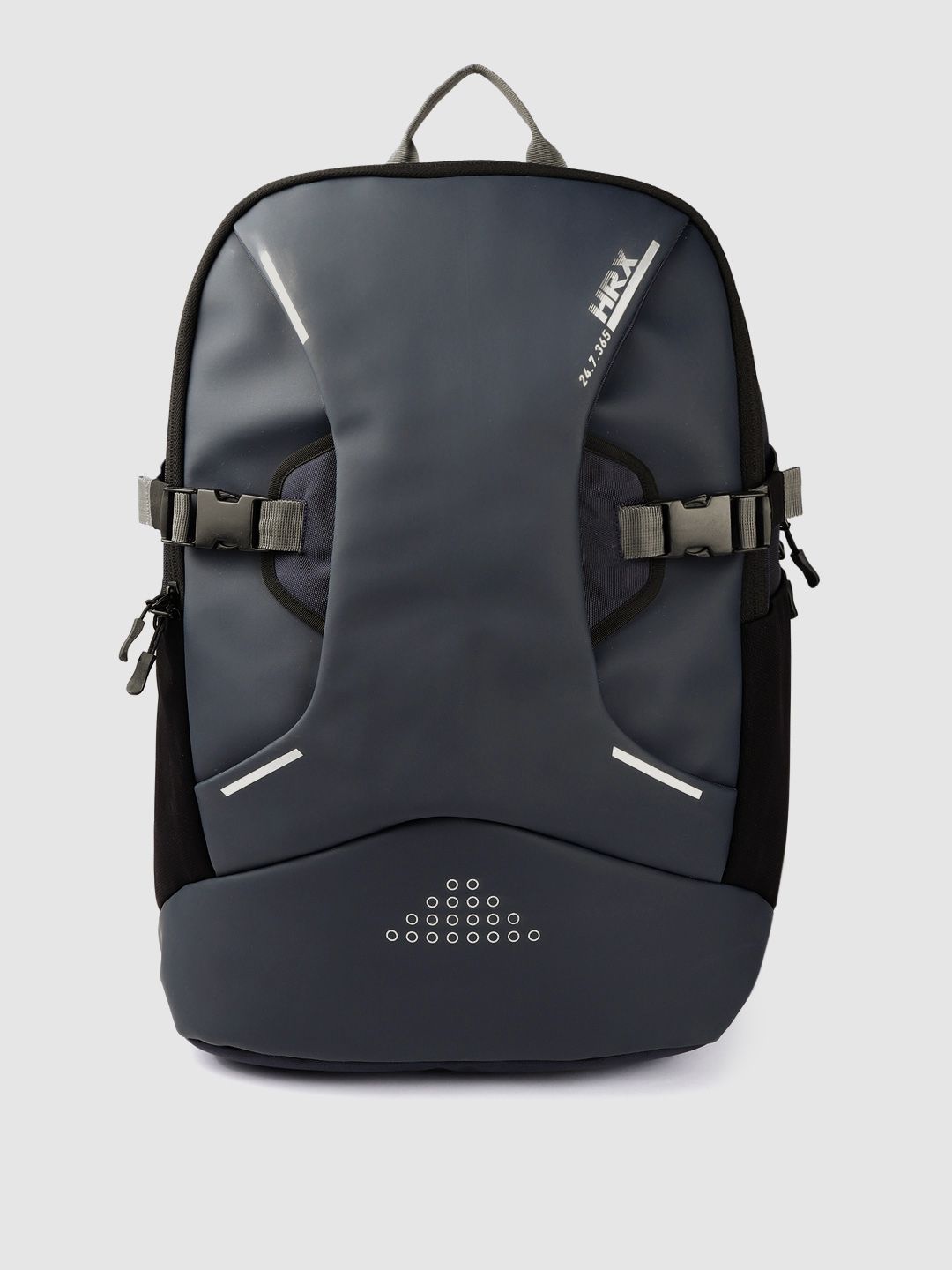 HRX by Hrithik Roshan Unisex Navy Blue & Grey Brand Logo Backpack with Reflective Strip Price in India