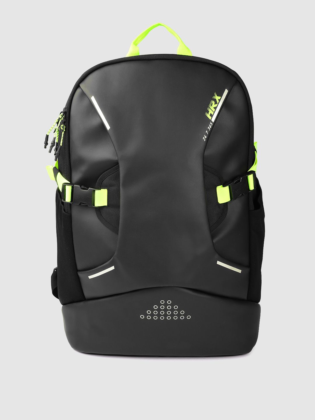 HRX by Hrithik Roshan Unisex Black Brand Logo Backpack with Reflective Strip Price in India