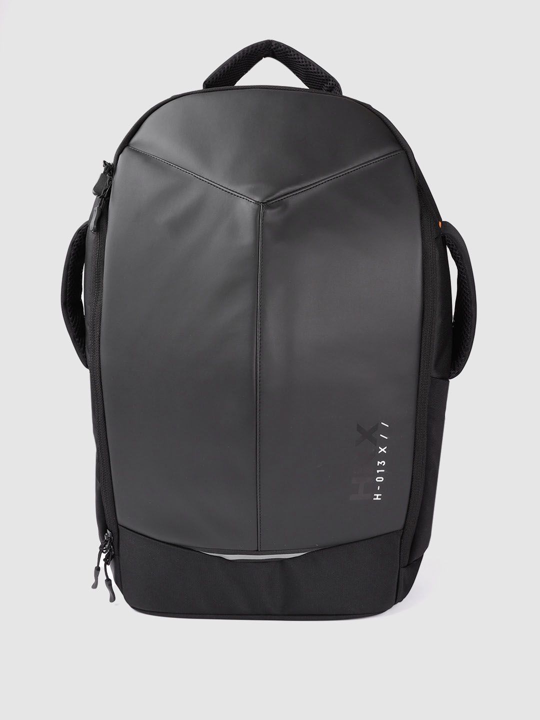 HRX by Hrithik Roshan Unisex Black Brand Logo Print Backpack with Reflective Stripe Price in India