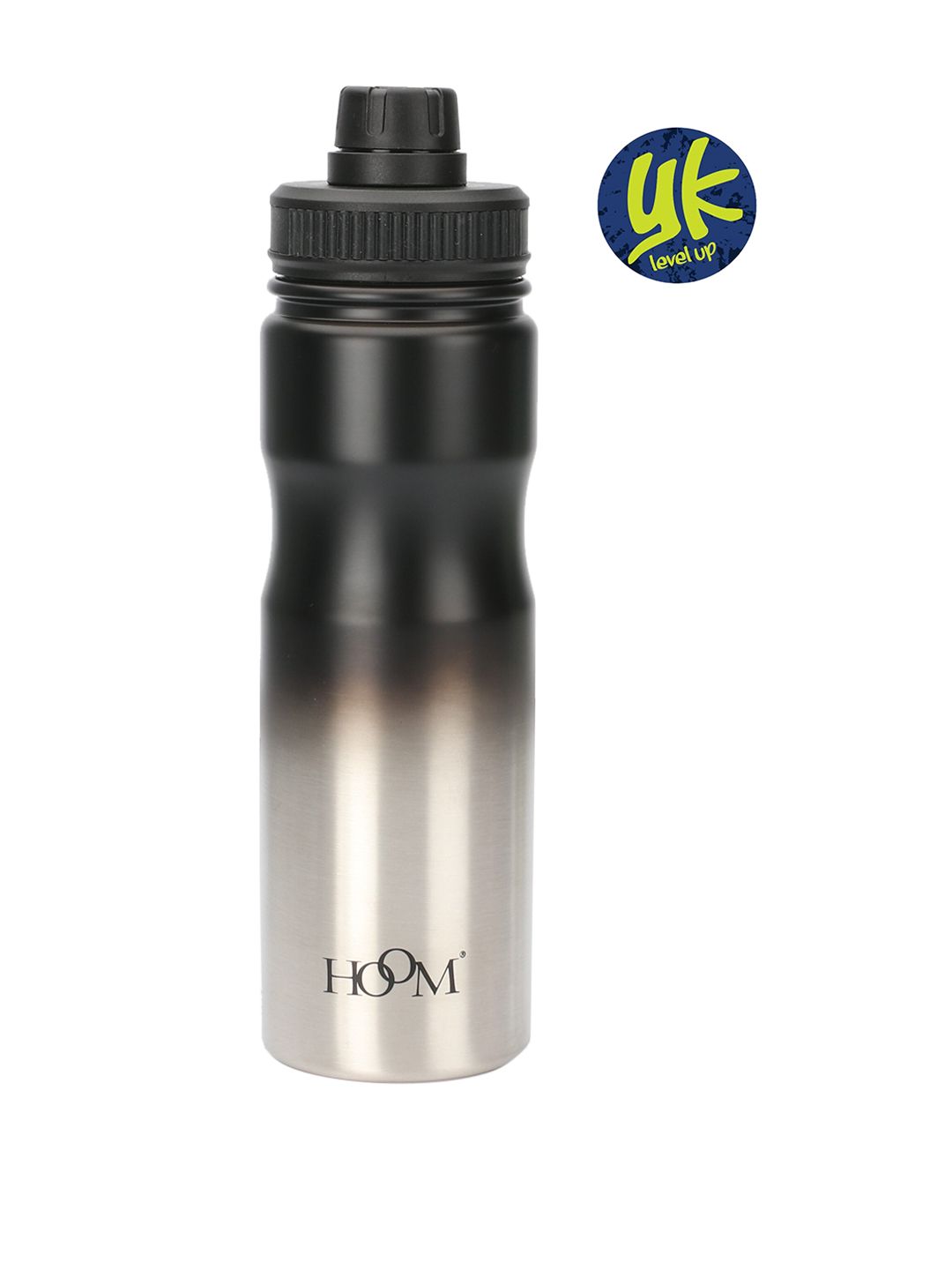 YK Gradient Black & Silver-Toned Effect Vacuum Stainless Steel Sports Water Bottle 600ml Price in India