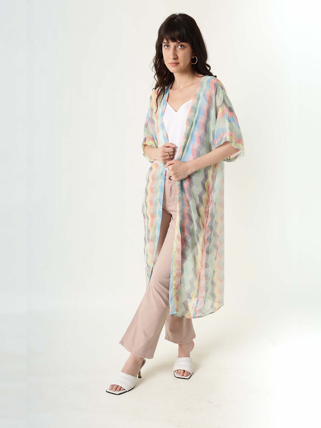 RAREISM Women Multicoloured Printed Longline Shrug
