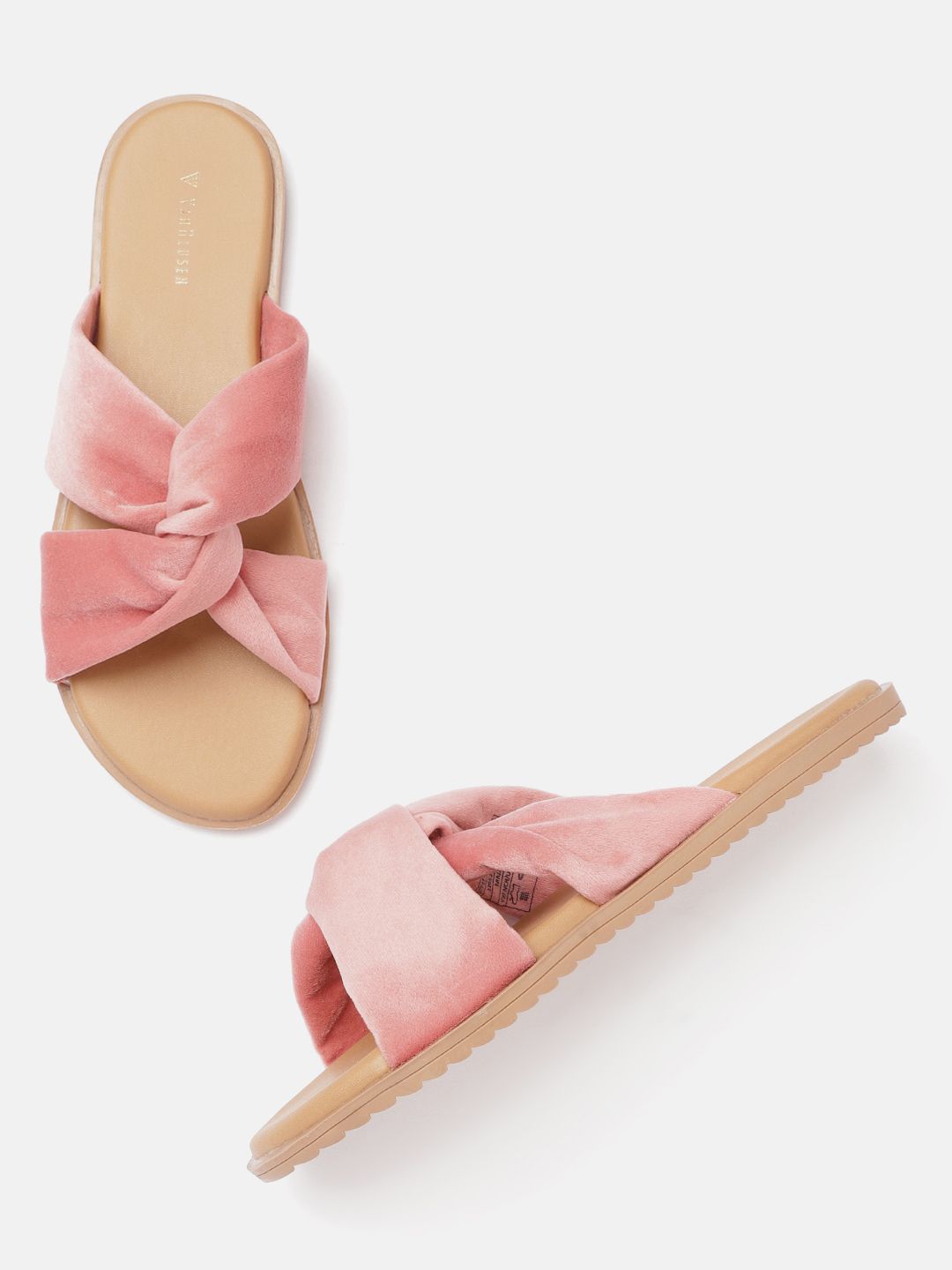 Van Heusen Woman Pink Solid Open Toe Flats with Twisted Detail Price in India