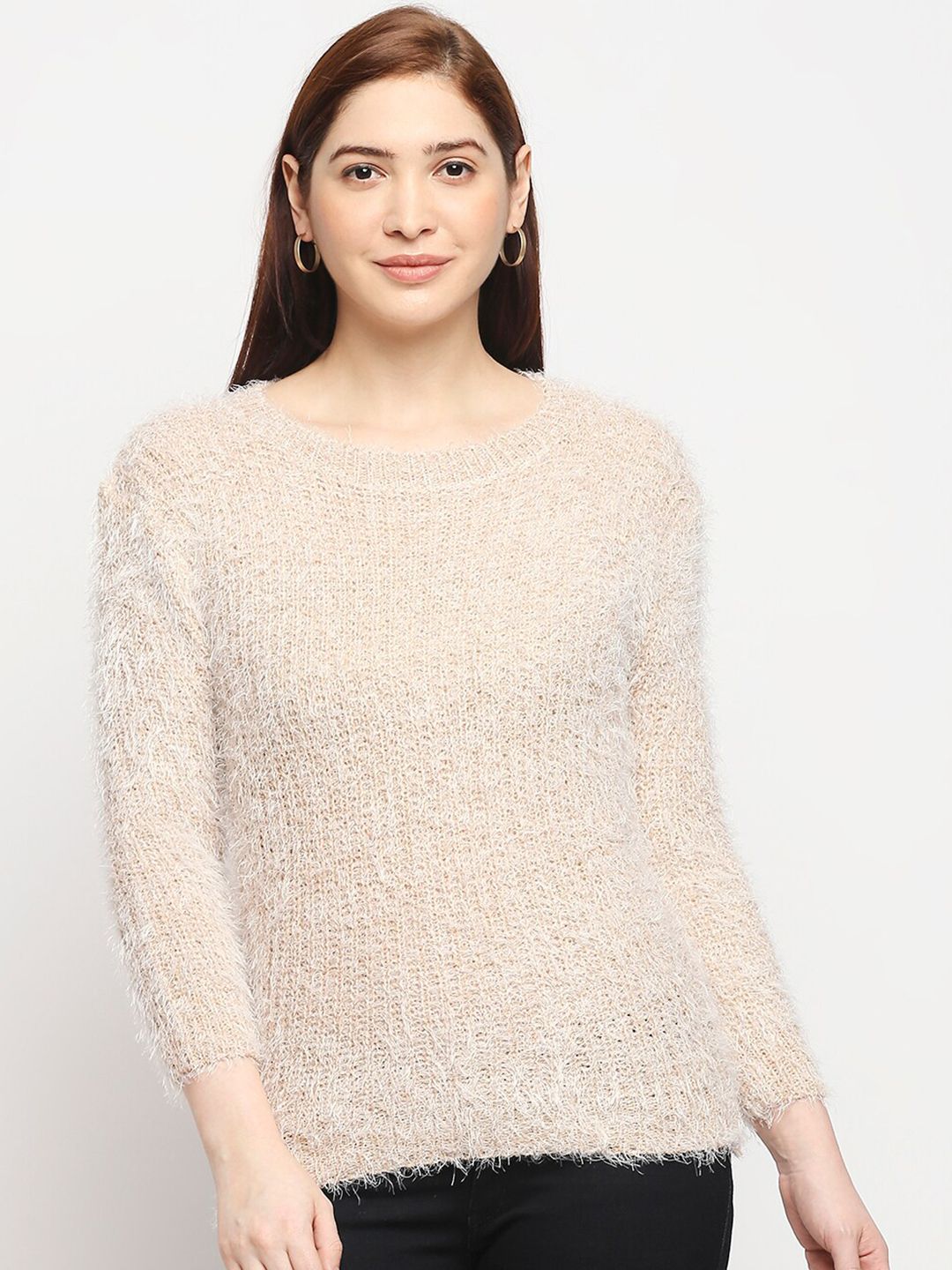 LYKKEIN Women Beige Acrylic Pullover Price in India