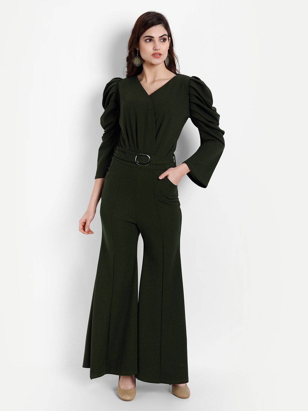 BROADSTAR Women Olive Solid Jumpsuit Price in India