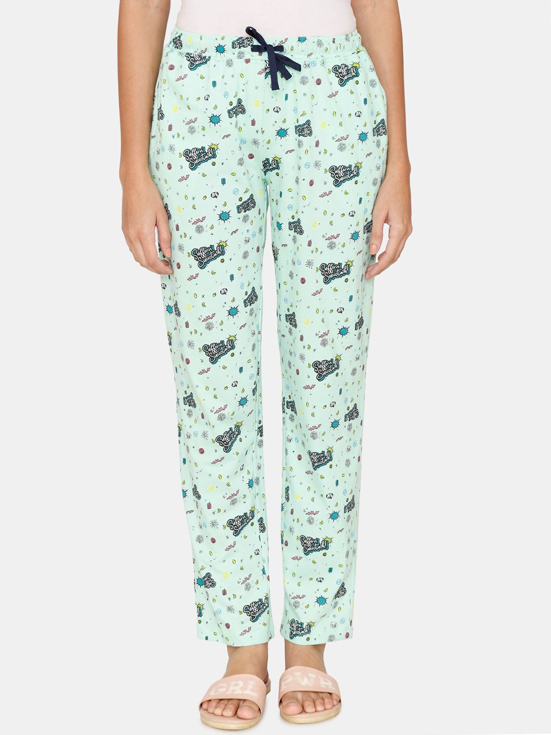 Zivame Green Printed Cotton Lounge Pants Price in India