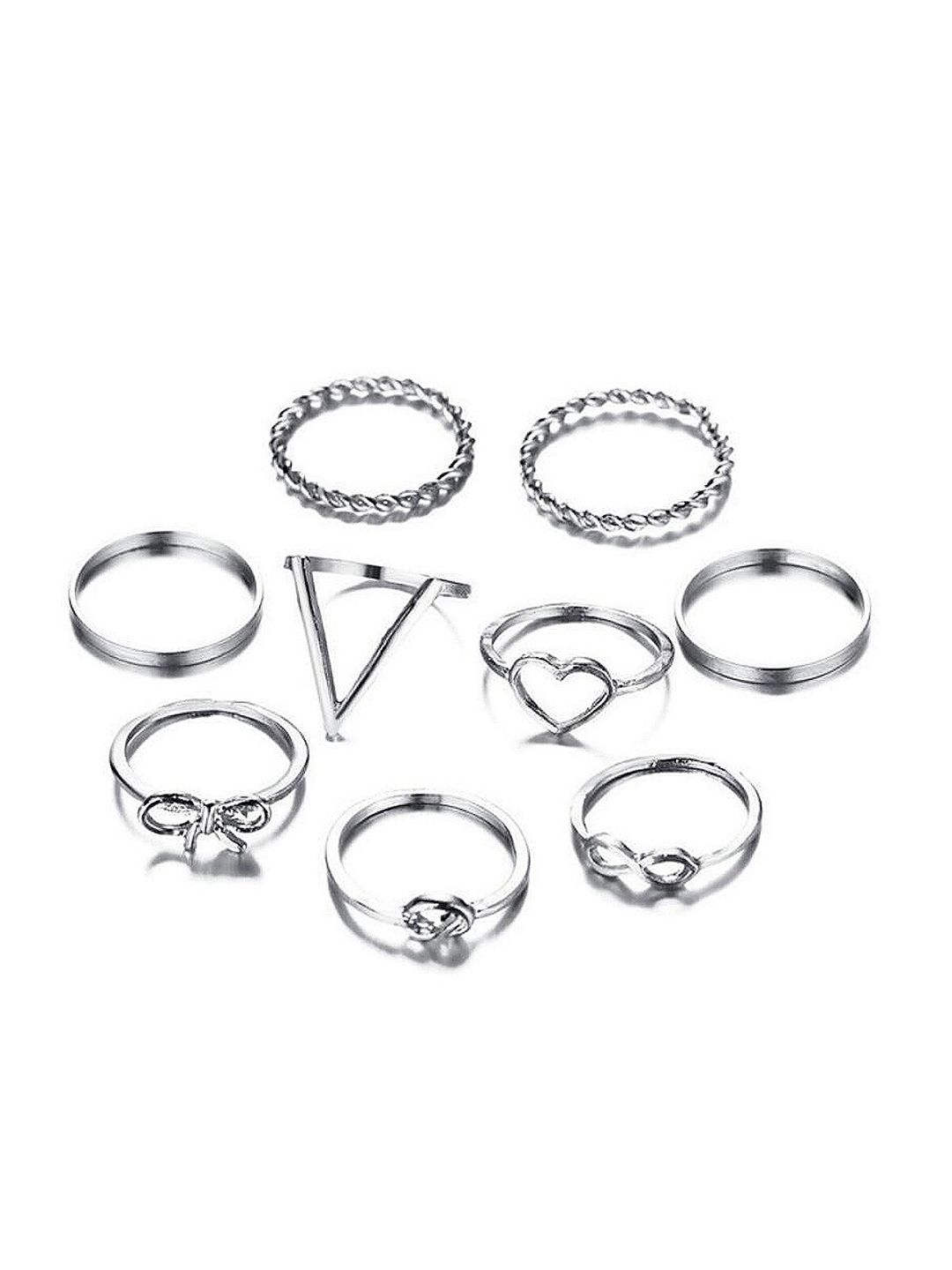 Vembley Women Silver-Plated 9 Piece Love Infinity Ring Set Price in India